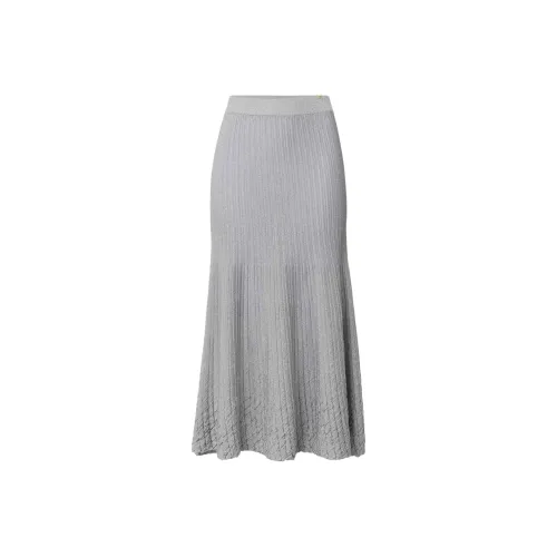 Elisabetta Franchi Metallic Ribbed Midi Skirt
