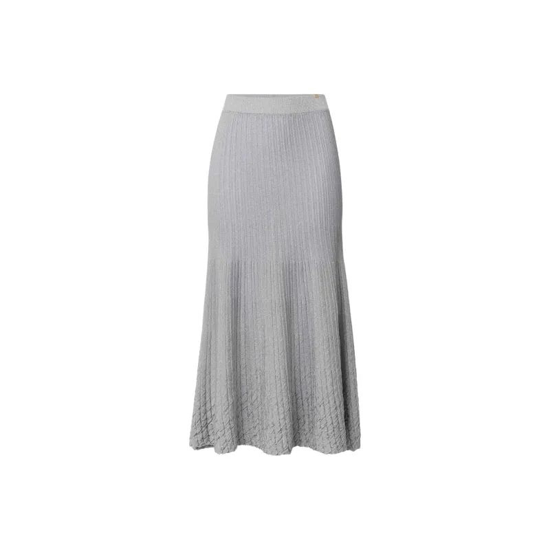 Elisabetta Franchi Metallic Ribbed Midi Skirt-0