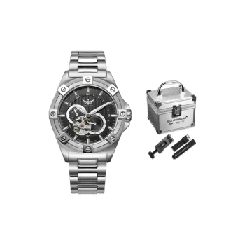 YELANG CHAO Trend Collection Automatic Mechanical Movement Stainless Steel Strap Watch Men's Watches Blue Dial
