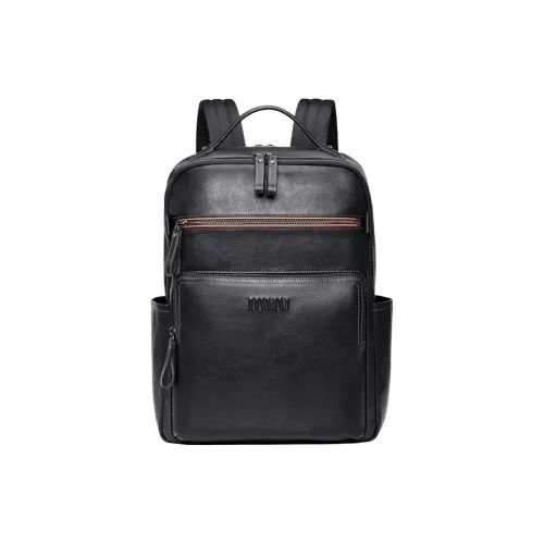 SEPTWOLVES Cow Leather With Fabric Backpack Men's Black