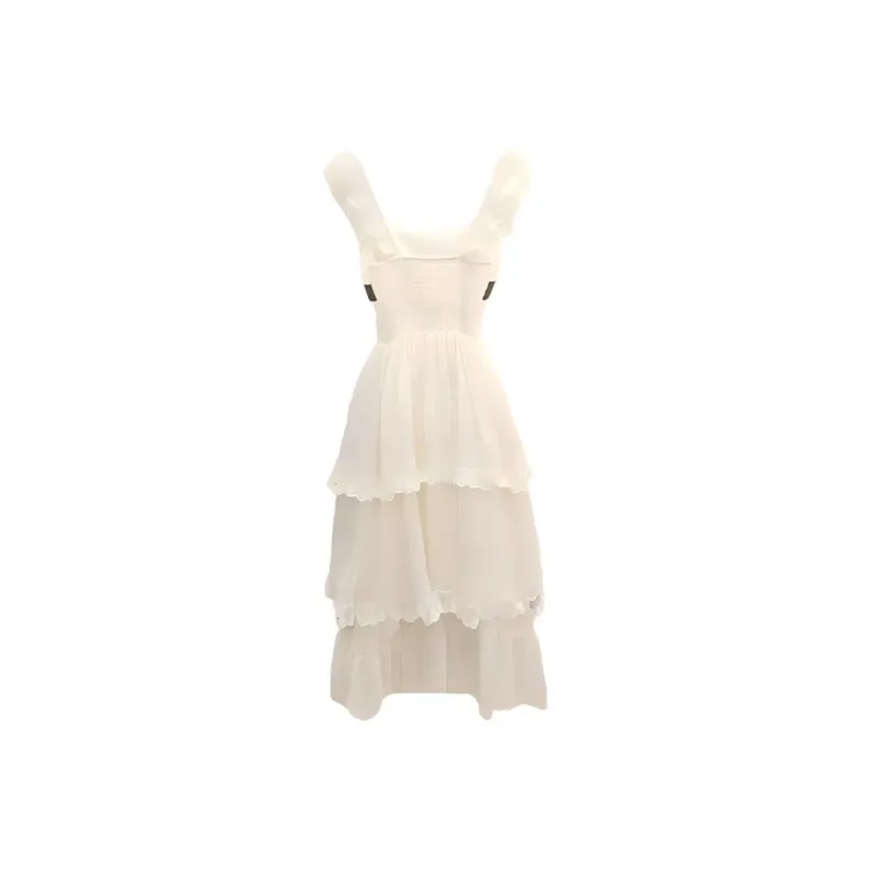 Mu Xiao Xin Sleeveless Dresses Women's White-1