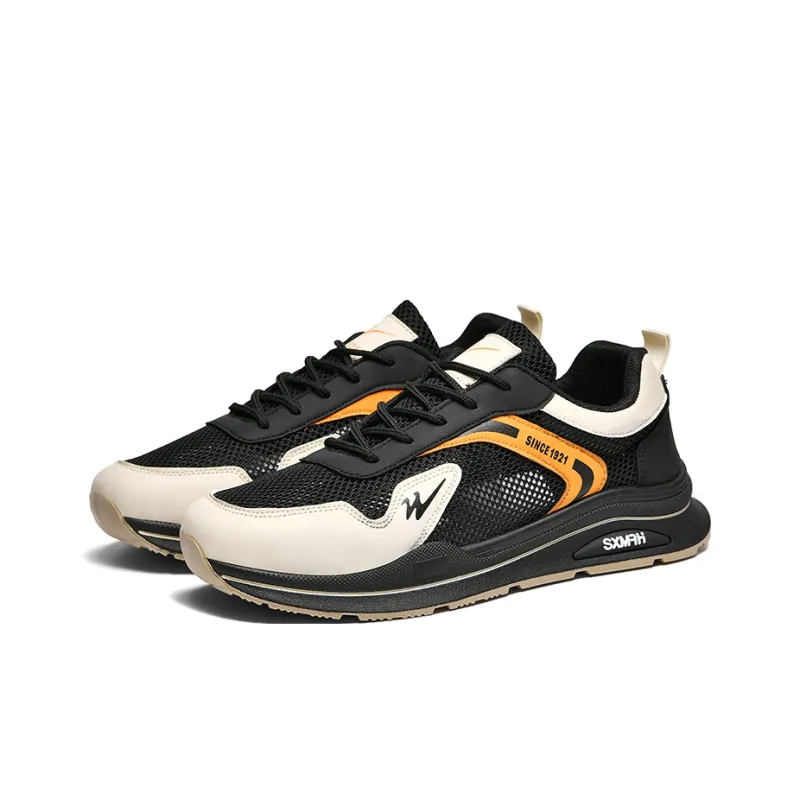 Binary Slip Resistant, Breathable, Lightweight Low Top Casual Shoes Men's Black Orange-2