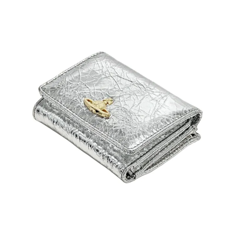 Vivienne Westwood Leather Wallet Small Size Women's Silver-5