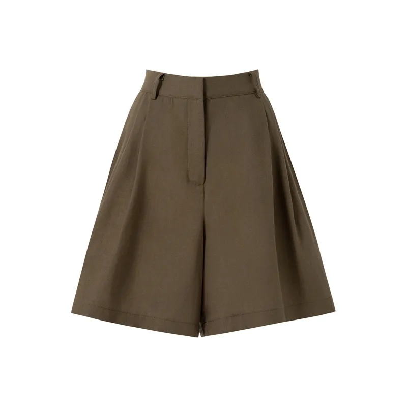 SOON FLOWER Casual Shorts Women's Linen-0