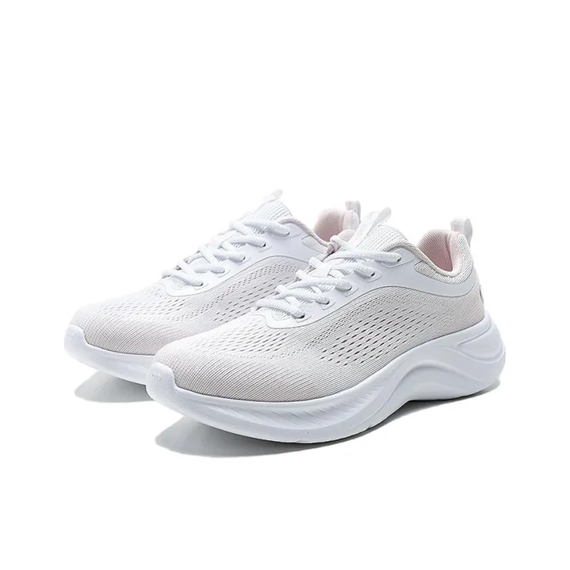 QIAODAN Anti Slip Wear Resistant Low Top Casual Running Shoes Women's Jordan White Peach Pink-2