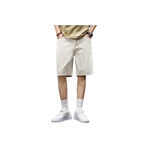 BUYDAUL Denim Shorts Unisex Light Blue Ecru