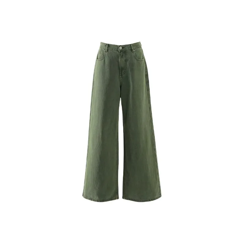 TIBINB Jeans Women's Army Green Wide Leg Pants-0