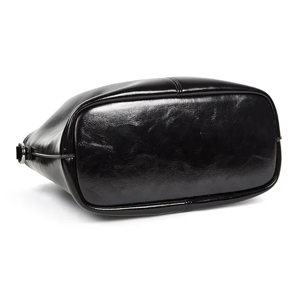 Teenmix Split Cow Leather Shoulder Bag, Crossbody Bag, Handbag Medium Size Women's Black/Coffee-3