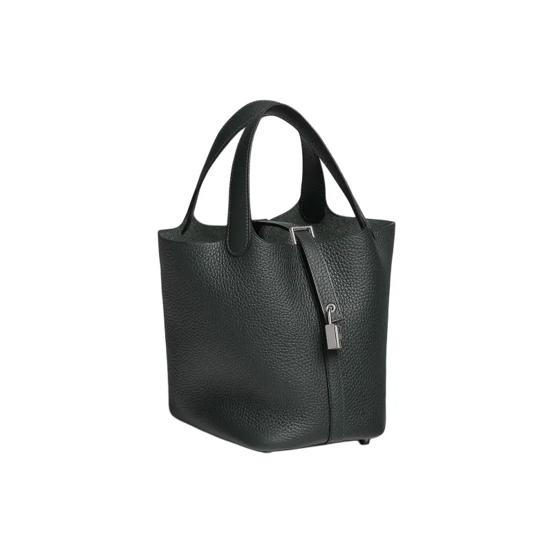 HERMES Picotin Lock Clemence Calfskin Basket Bag Handbag Women's 67 Vert Fonce Dark Green-1