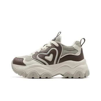 XTEP Hi 6 Shoes Balance Lightweight Height Increasing Low Top Casual Shoes Women's Agarwood Brown