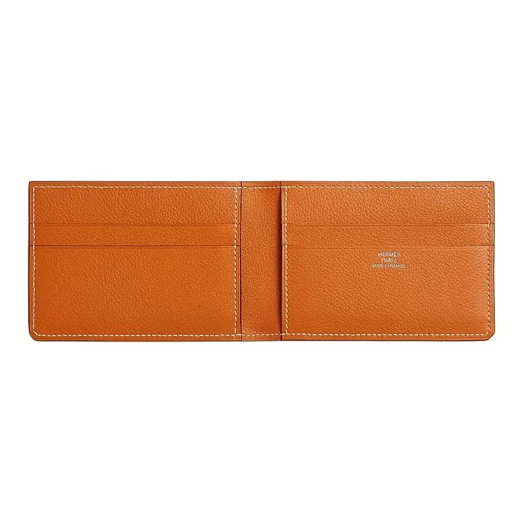 HERMES H Sellier Evercolor Leather Card Holder Women's I9 Abricot Apricot-2