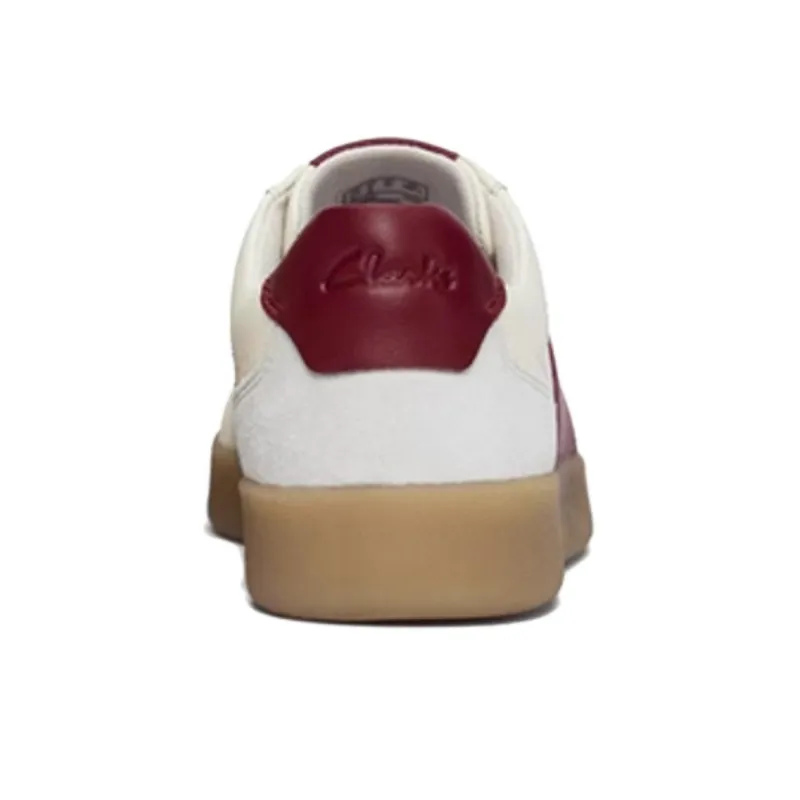 Clarks Slip Resistant Low Top Skateboard Shoes Women's White Red-4