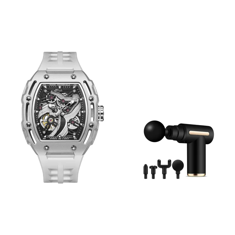 FAIRWHALE Automatic Mechanical Movement Silicone Strap Watch Men's Watches Black Dial-8
