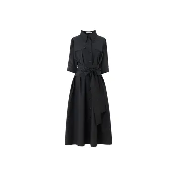 SOON FLOWER Long Sleeved Dress Women's Charcoal Gray