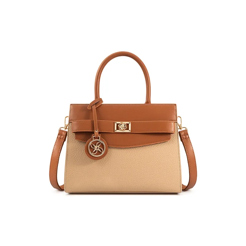 Vigno Synthetic Leather Shoulder Bag, Crossbody Bag, Handbag Regular Women's Brown & Apricot-0