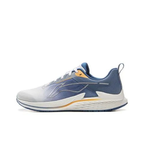 LiNing Anti Slip Wear Resistant Low Top Casual Running Shoes Men's White Blue