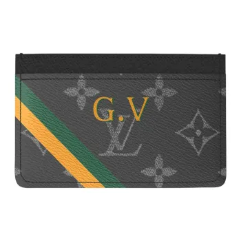 LOUIS VUITTON Monogram Eclipse Coated Canvas Card Holder Unisex Black