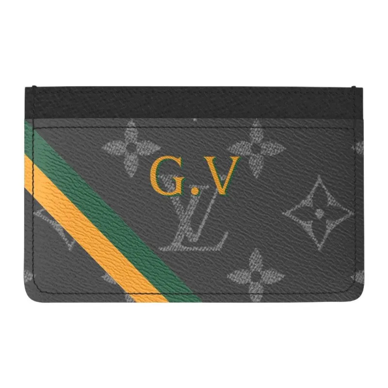 LOUIS VUITTON Monogram Eclipse Coated Canvas Card Holder Unisex Black-0