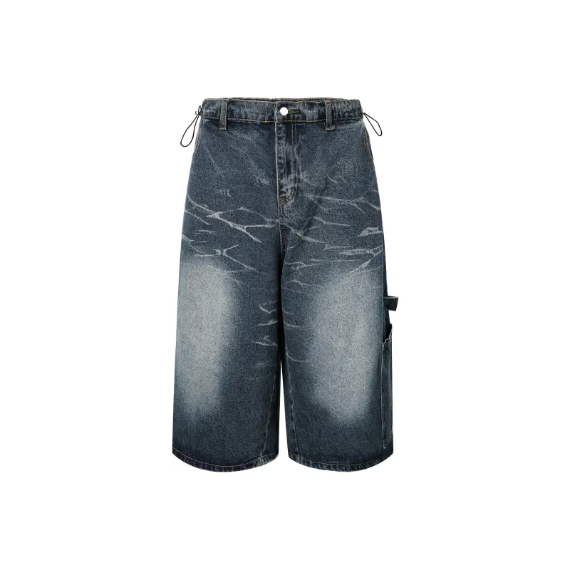 TIRED Denim Shorts Unisex Blue-0