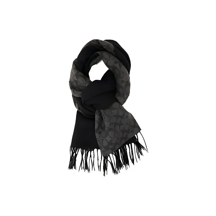COACH Wool Knit Scarves Men's Black-1