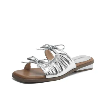 DAPHNE Leather Patchwork Quiet Slide Slippers Women's