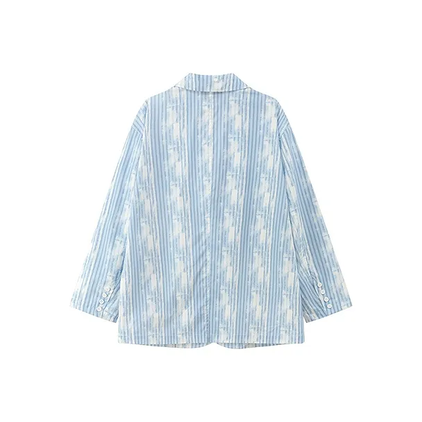 CHUU Business Suits Women's Blue Stripes Pattern-1