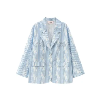CHUU Business Suits Women's Blue Stripes Pattern