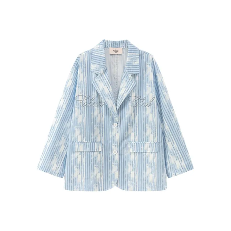 CHUU Business Suits Women's Blue Stripes Pattern-0