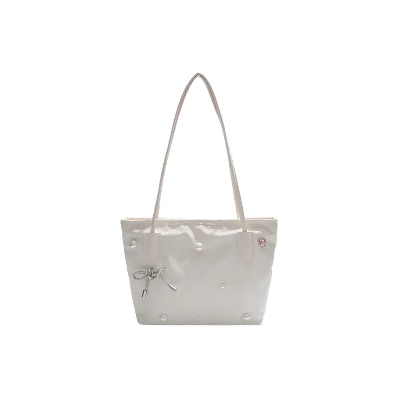 TOUTSEUL YOLO PU Tote Bag, Shoulder Bag Women's White/Silver/Black-0