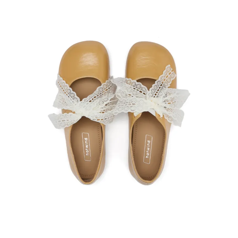 Hotwind Cream Lace Series Mary Jane Women's Casual Shoes Flat Women's-12