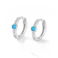 Blue Rhinestone-Embellished Hoop Earrings (1 Pair)