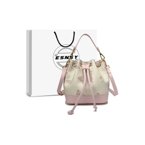 ESNSY Fabric Bucket Bag, One Shoulder Handbag Regular Women's Pink