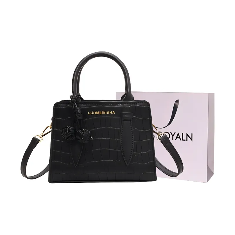 LOUIS ROYALN PU Crossbody One Shoulder Handbag Women's Black/Ecru/Pink-0