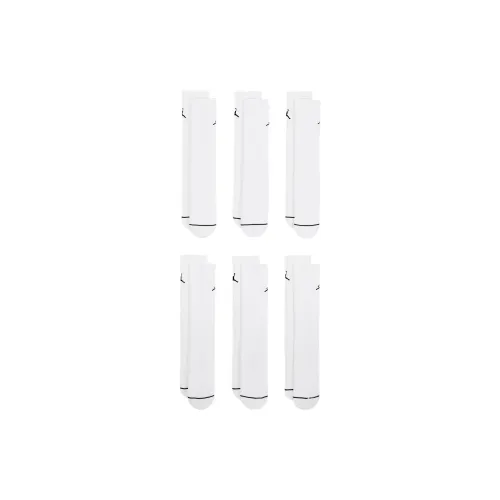Jordan SS25 Mid Calf Socks Unisex 6 Pack White