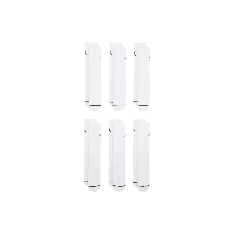 Jordan SS25 Mid Calf Socks Unisex 6 Pack White-0