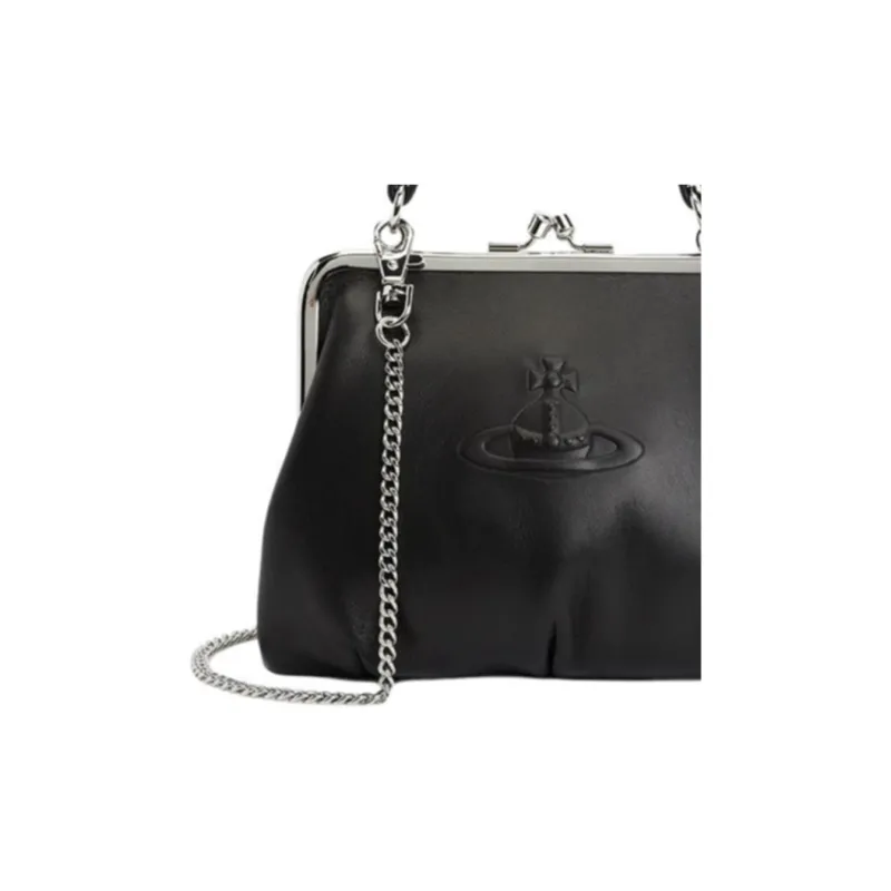 Vivienne Westwood Nappa Leather Shoulder Bag, Crossbody Bag, Handbag Women's Black-5