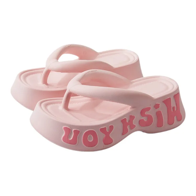 Warm Edge Fashion Flip Flops For Women's Summer Outerwear Trendy Platform Height Increasing Versatile Beach Slippers-8