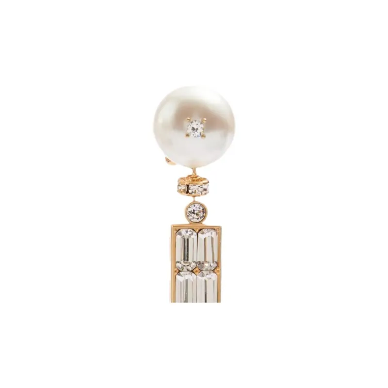 Valentino Crystal, Pearl Earrings Women's Silver-1