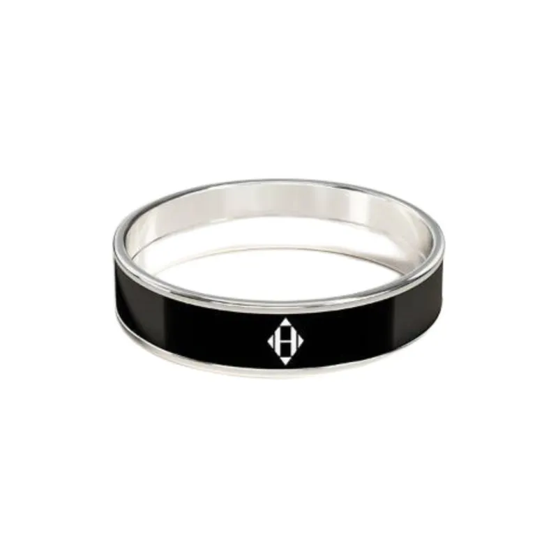 HERMES Enamel Rings Unisex Black-0