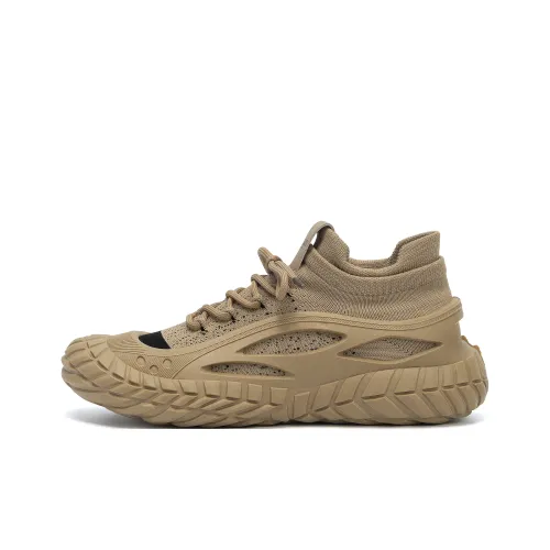 HUANQIU Breathable Coverage Mid Top Casual Shoes Men's Khaki