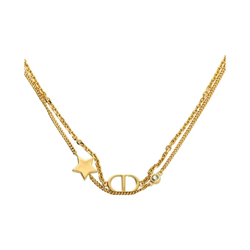 DIOR Crystal Metal Bracelets Women's Gold-3