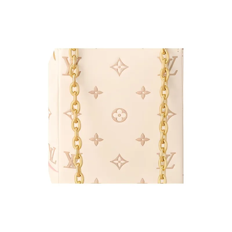 LOUIS VUITTON Embossed Grain Cow Leather Backpack Women's Beige-4