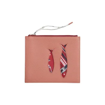 HERMES Calfskin Clutch Women's Pink