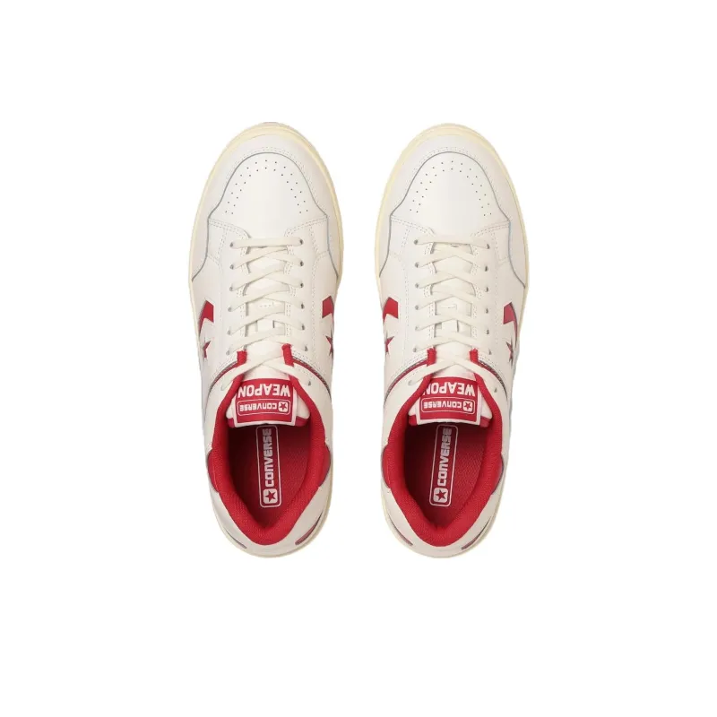 Converse WEAPON Anti Slip Wear Resistant Low Top Skateboard Shoes Unisex Red White-3