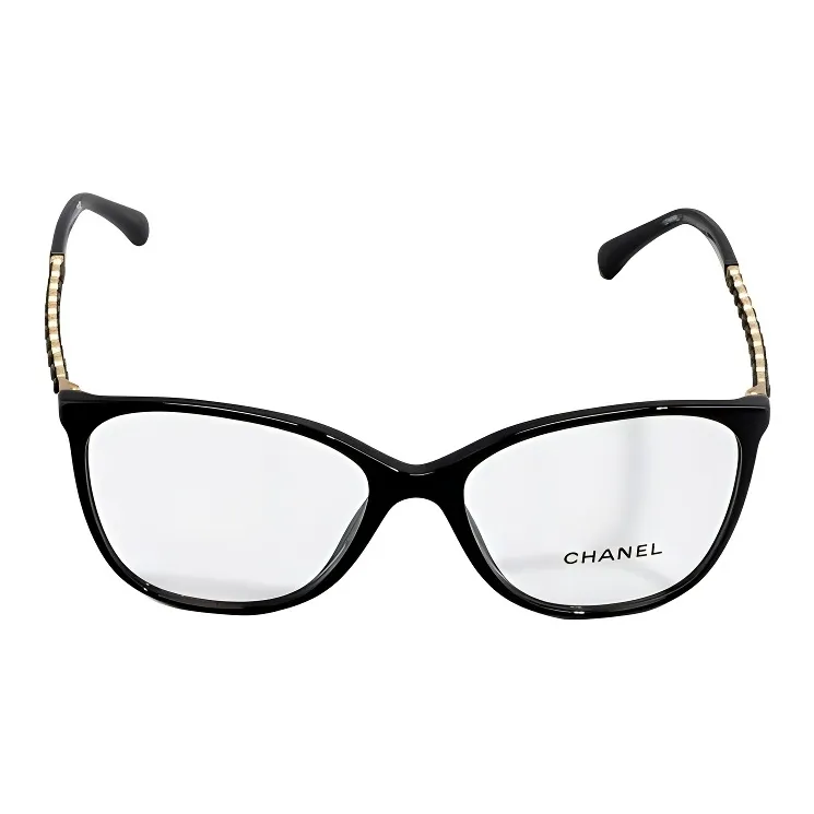 CHANEL Square Lambskin Chain Plate Frame Cat Eye Eyeglass Frames Unisex-1