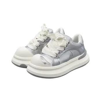 SHUMO Non slip Lightweight Low Top Skateboard Shoes Women's Silver