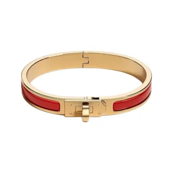 HERMES Enamel Bangles Unisex Red
