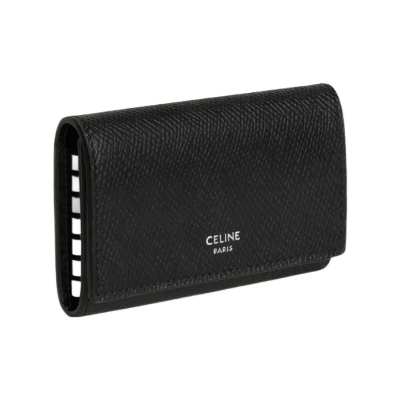 CELINE Grained Calfskin Key Pouch Men's Black-1