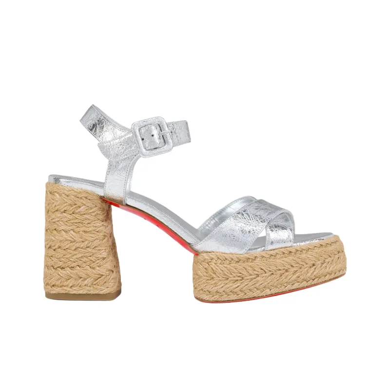 CL LUBOTING One Strap Sandals 8.5cm Women's Silver-1