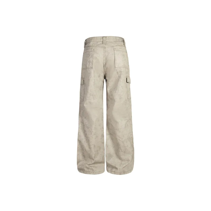 NEVER RULE Cargo Pants Unisex Stone Pattern Apricot-6